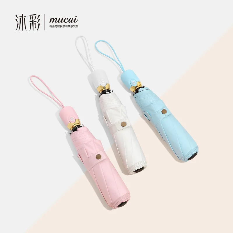 

Women Rain Automatic Umbrella Durable Anti-UV Waterproof Quality Men Umbrellas Three Folding Female Parasol RG077