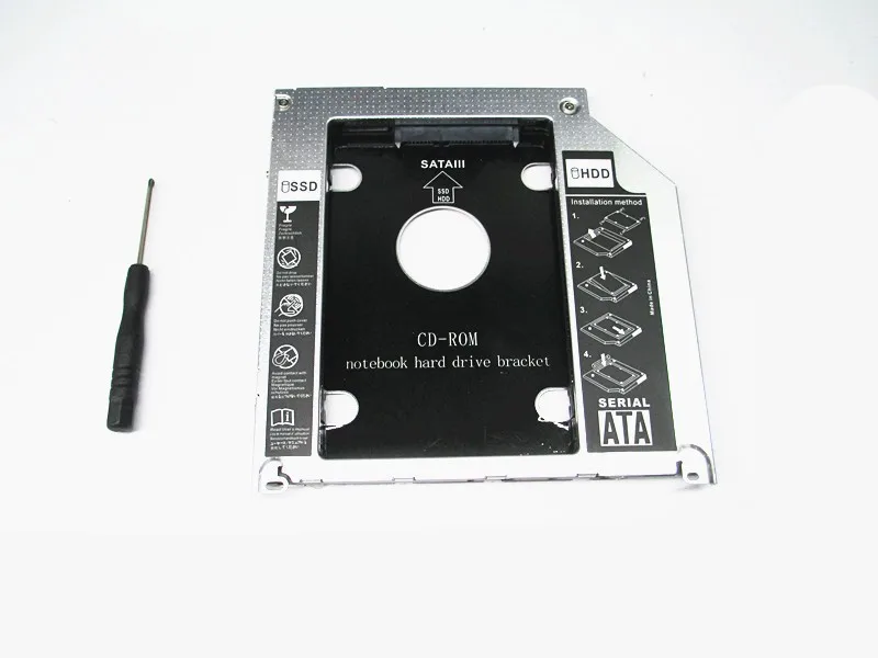new style 2nd Caddy For Apple Macbook Pro A1278 A1286 A1297 SATA HDD to ODD DVD RW BOX Caddy 9.5mm with LED light hard disk case 3.5
