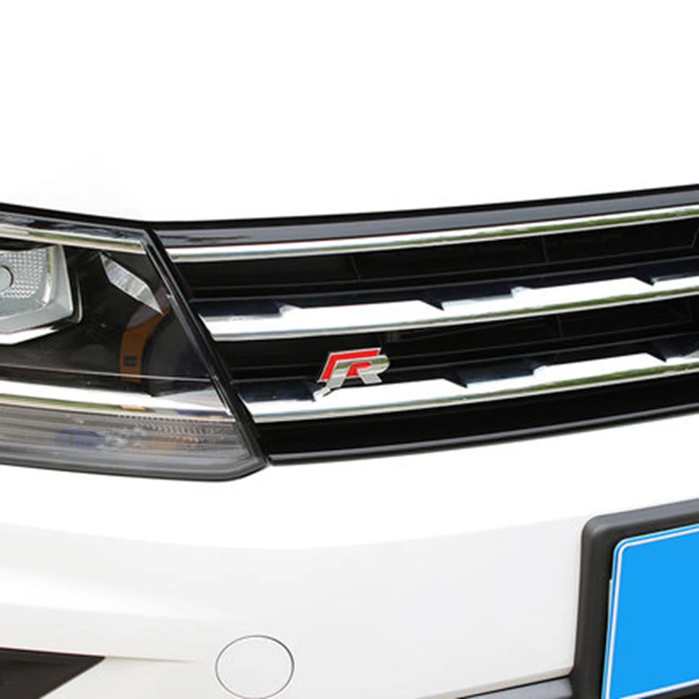 

MONTFORD ABS Black Red R line Rline Metal 3D Logo Front Grille Badge Side Fender Stickers Rear Trunk Decal Car styling 1Pcs/set