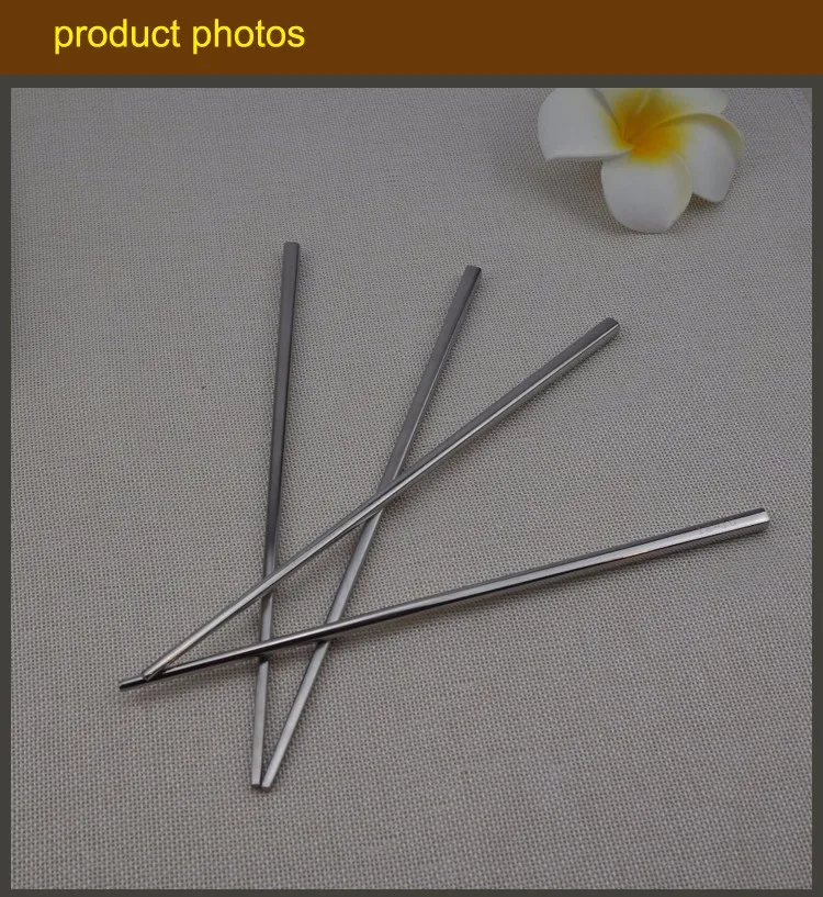 1 Pair Quality Stainless Chopsticks Square Antiskid Chopsticks Eco-friendly Clean Cutlery Metal Tableware Set 23cm Length