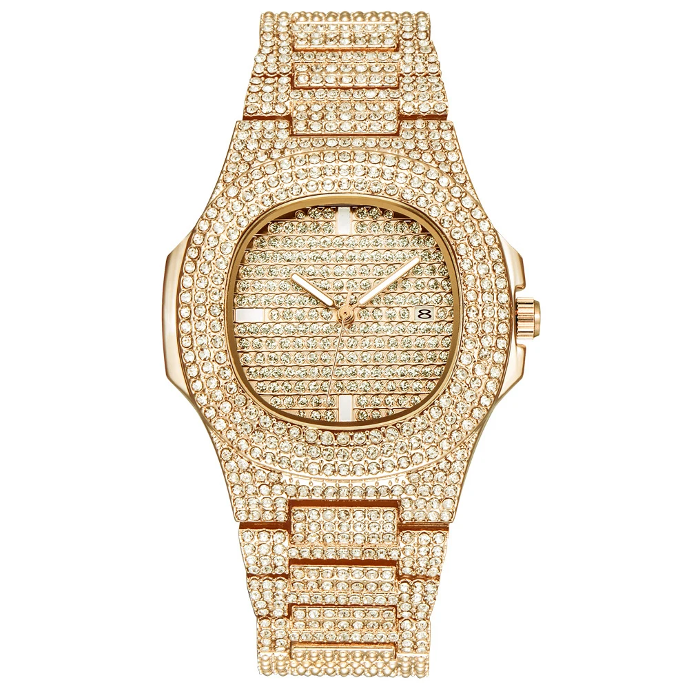 drop shipping gold diamond watch men hot fashion mens quartz watches (1)