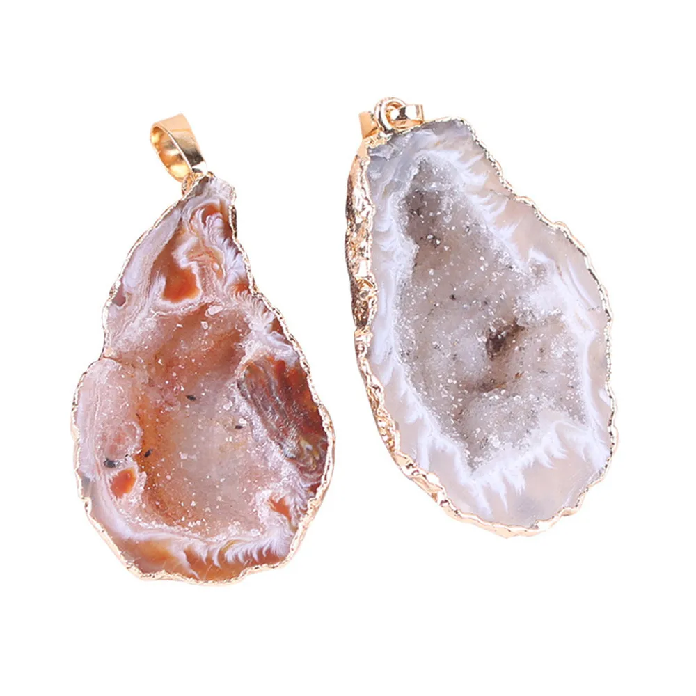 

1pc Natural Crystal Agates Stone Pendants Female Necklace Pendants Personality Natural Agates Stone Sweater Chain Accessories