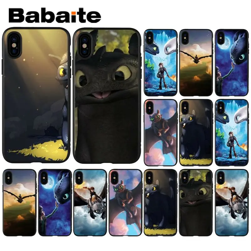 

Babaite toothless How To Train Your Dragon Soft Black Phone Case for Apple iPhone 8 7 6 6S Plus X XS MAX 5 5S SE XR Mobile Cases