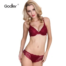 Godier, сексуальный кружевной пуш-ап бесшовный бюстгальтер Пушап, набор, бюстгальтер без косточек, BH нижнее белье, женское нижнее белье, набор, Soutien Gorge, сексуальный бюстгальтер, стринги