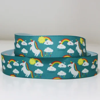 

50yards 7/8" 1" 1.5" 2" 3" 22mm 25mm 38mm 50mm 75mm unicorn printed grosgrain ribbon for headband hair bow hair tie
