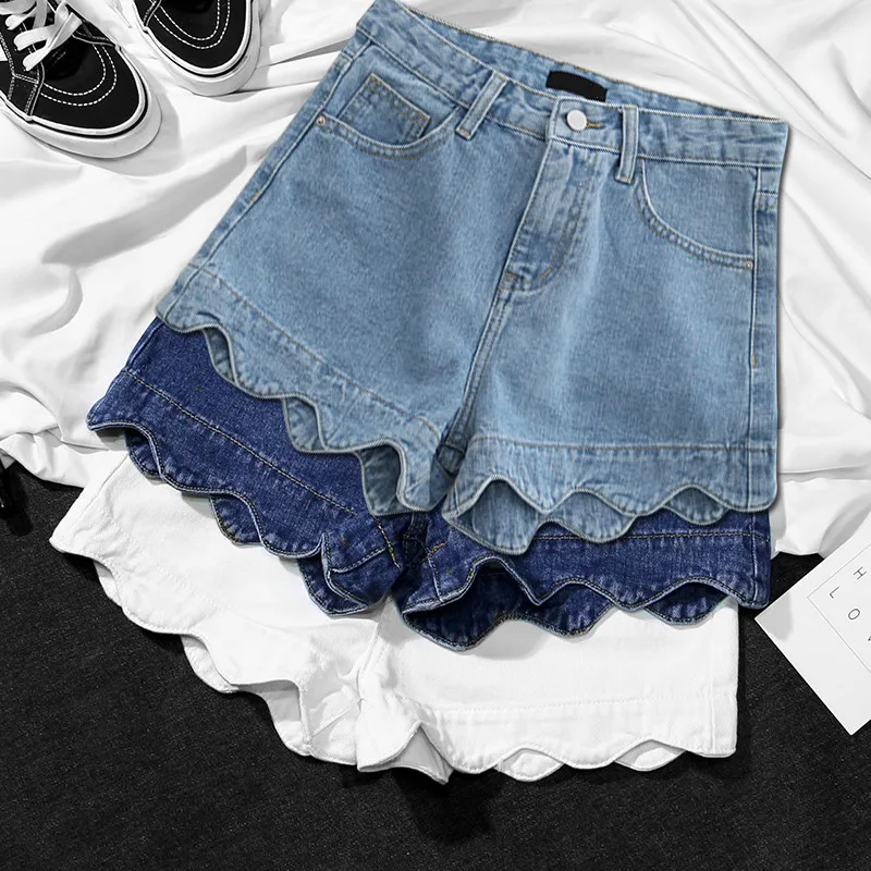 

High Waist Denim Shorts Female Summer Short Jeans Women Shorts Pantalon Corto Mujer Hotpants Beach White Wide Leg Shorts C4393