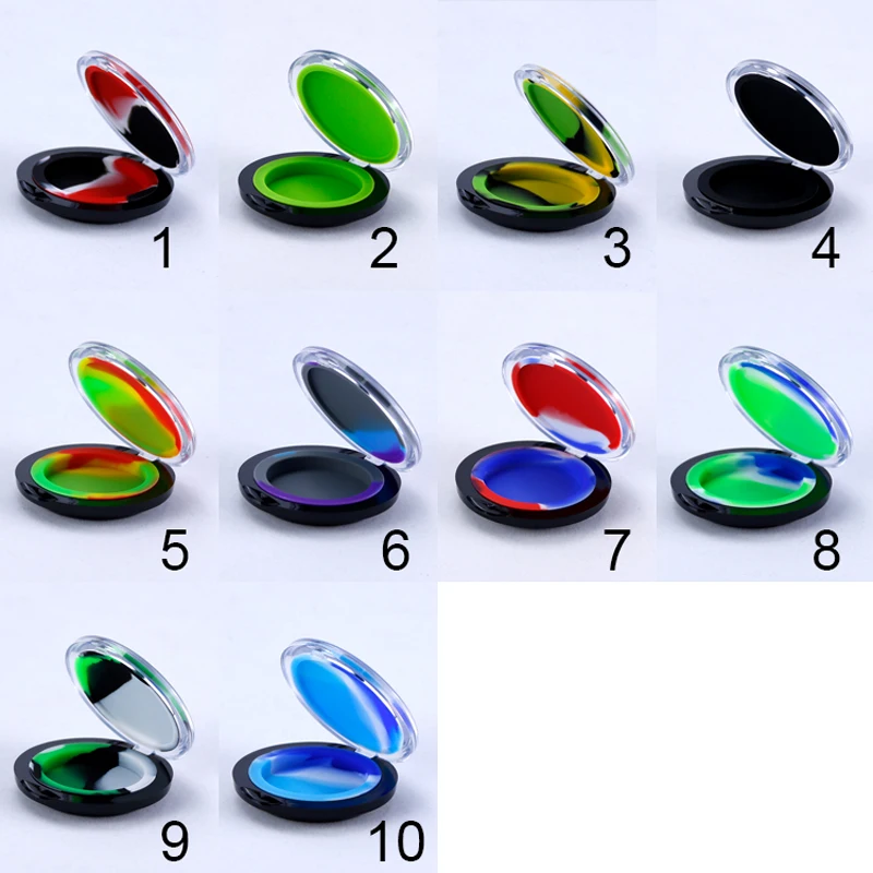 

Quality Multi Colors Inside FDA Silicone Liner 6ML Outside Acrylic Jars Dab Wax Container With Cover Oil Butane Jars Dab For Oil