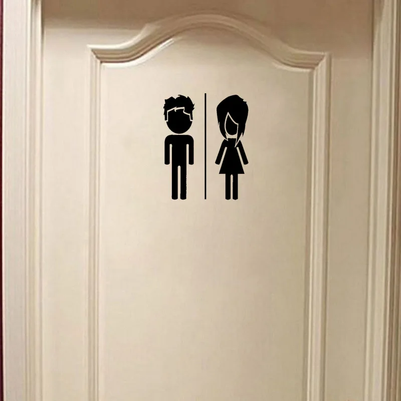 YOJA 16*20CM Interesting Men Women Bathroom Door Decal Wall Sticker Art ...