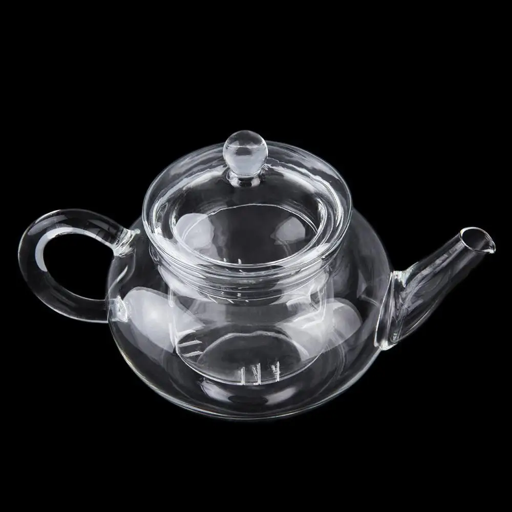 Прозрачный чайник термостойкий стеклянный чайник с заваркой кофе цветок чай лист травяной горшок 250 мл прочный - Цвет: Прозрачный
