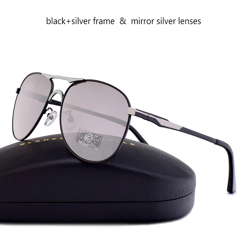 Blanche Мишель бренд classic Pilot Sunglasses Для мужчин поляризационные UV400 Для мужчин с солнцезащитные очки мужской вождения Óculos gafas-де-сол hombre - Цвет линз: mirror silver