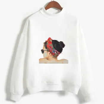 

2019 Korean style Loose Hoodies Female Casual Coat Cool Print Winter Solid Color Round Neck Long Sleeve Warm Sweatshirts Women