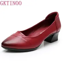 GKTINOO/сезон весна; коллекция года; модные женские туфли-лодочки с острым носком на среднем каблуке; удобная обувь для профессиональной работы; женская обувь из натуральной кожи