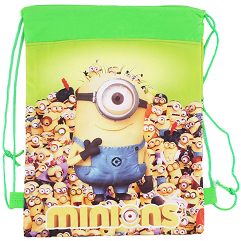 

Minion bags Children School Bags For Girls Boys Cute Cartoon Kids Drawstring Backpack two side Gifts Back To School BB0056