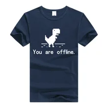 TEEWINING Pixel Динозавр Футболка это толпа Футболка мужская футболка Geek Tee You Are Offline