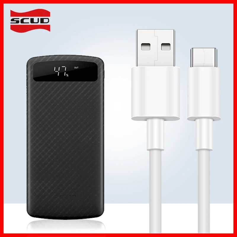 Scud power bank 20000 mAh+ 2 M Кабель micro-USB с светодиодный цифровым портативное зарядное устройство с дисплеем для Xiaomi huawei LG samsung phone Android