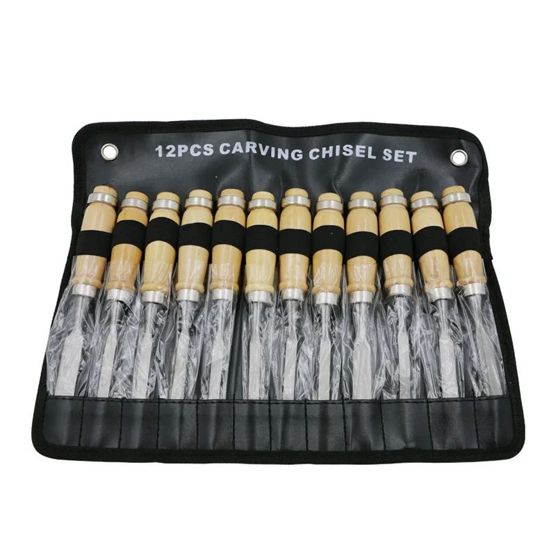 12pcs/Set New Multi Tool Hand Wood Carving Chisels Tools Kit For Basic Woodcut DIY PAK55