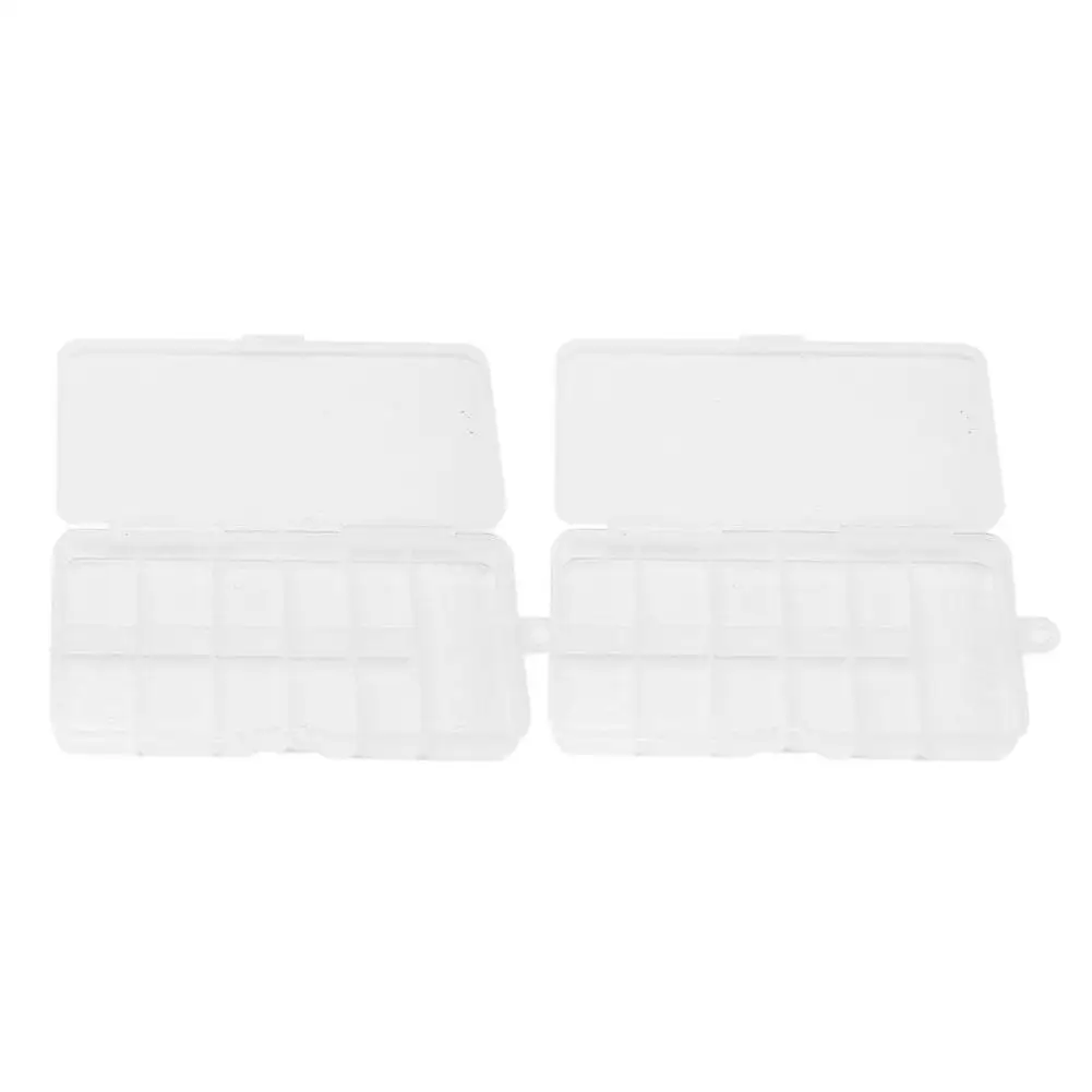 2 Empty Acrylic Storage Box Case for Nail Art Tips Rhinestones Gems