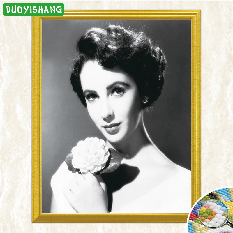 

USA Famous Actress Elizabeth Taylor 5D DIY Diamond Painting Full Square Diamond Embroidery Sale Picture of Rhinestones Mosaic