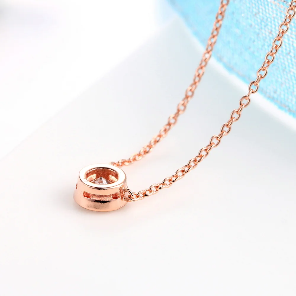 Цепочка с кулоном из розового золота фианитом 1 карат|pendant necklace|rose gold pendantgold jewelery |
