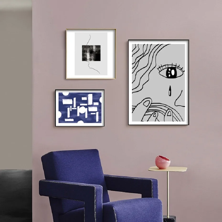 

Abstract Blue Eye Face Giclee Posters Prints Canvas Painting Wall Art POP Pictures for Living Room Home Decorations Gift