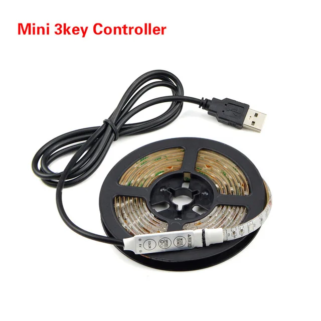 USB светодиодный светильник, ТВ фоновый светильник ing SMD3528 DC 5V гибкий светодиодный светильник 50 см 1 м 2 м 3 м 4 м 5 м DIY декоративная лампа - Испускаемый цвет: Mini 3 Keys Strip