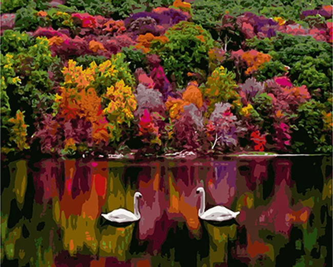

Frameless painting by numbers paint by number for home decor PBN for living room 4050 swan lake