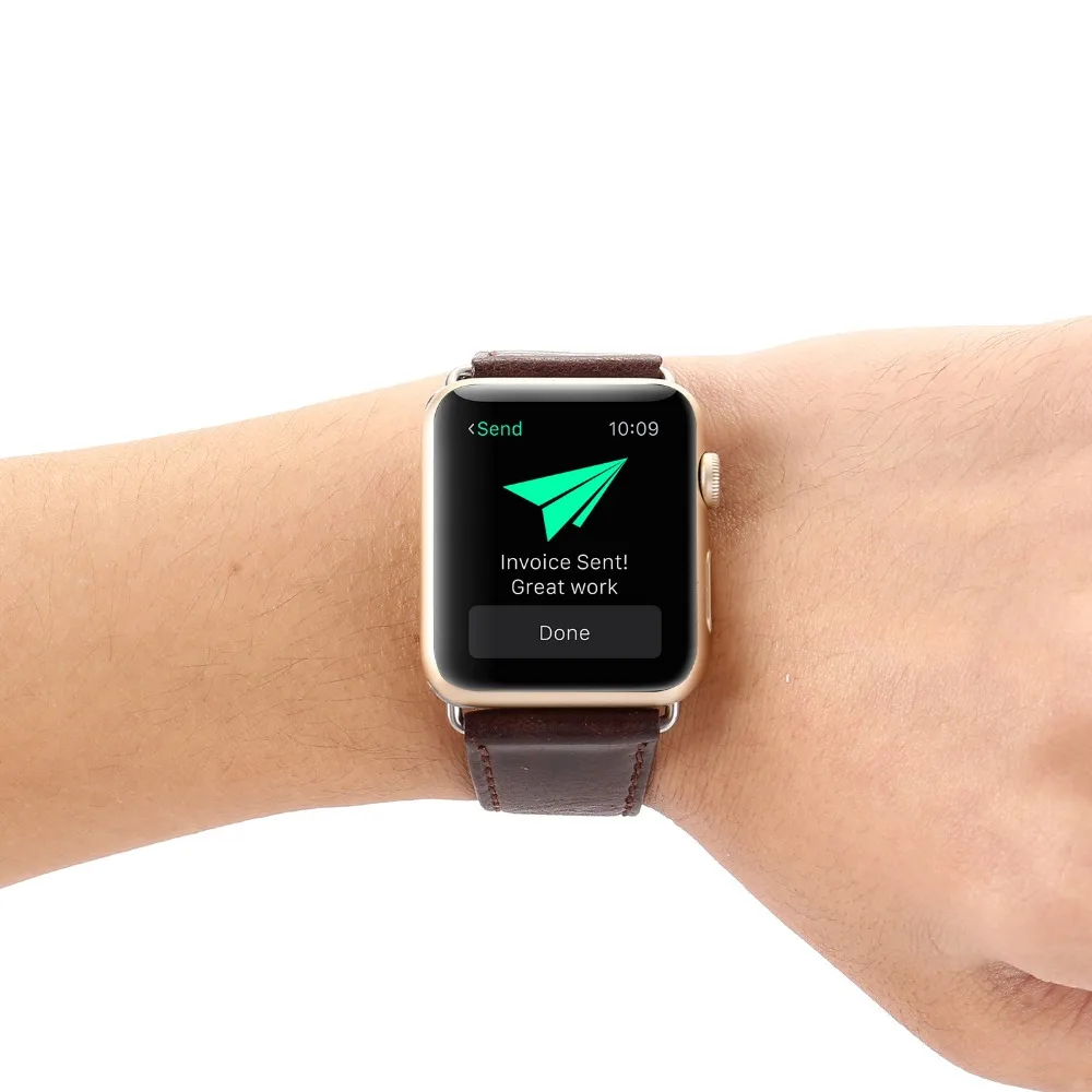 38/42 мм Apple Watch группа Пояса из натуральной кожи группа Для мужчин платье iwatch ремень заменить Для мужчин Т-образным ремешком с металлической