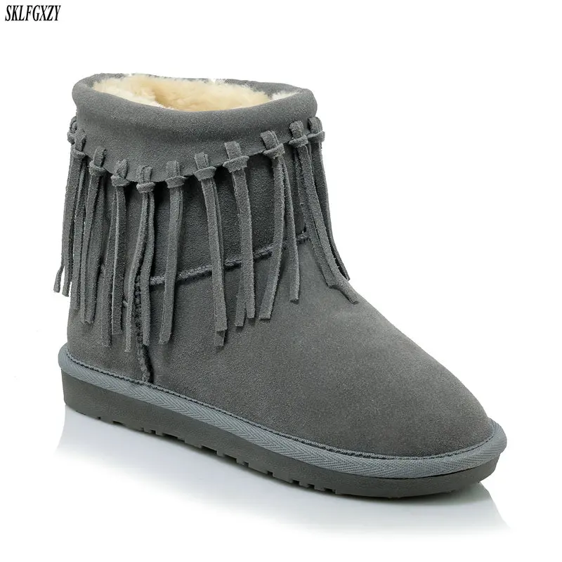 

SKLFCXZY New winter pure wool warm 100% genuine leather snow boots warm women's boots comfortable women's shoes size 34-43