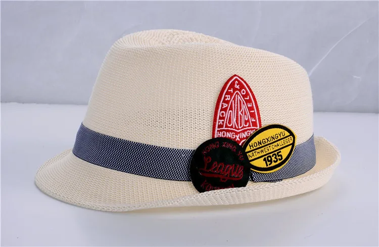 Детская соломенная шляпа для маленьких мальчиков, летняя Солнцезащитная шляпа для мальчиков, Панама, детские шляпы кепки - Цвет: Белый