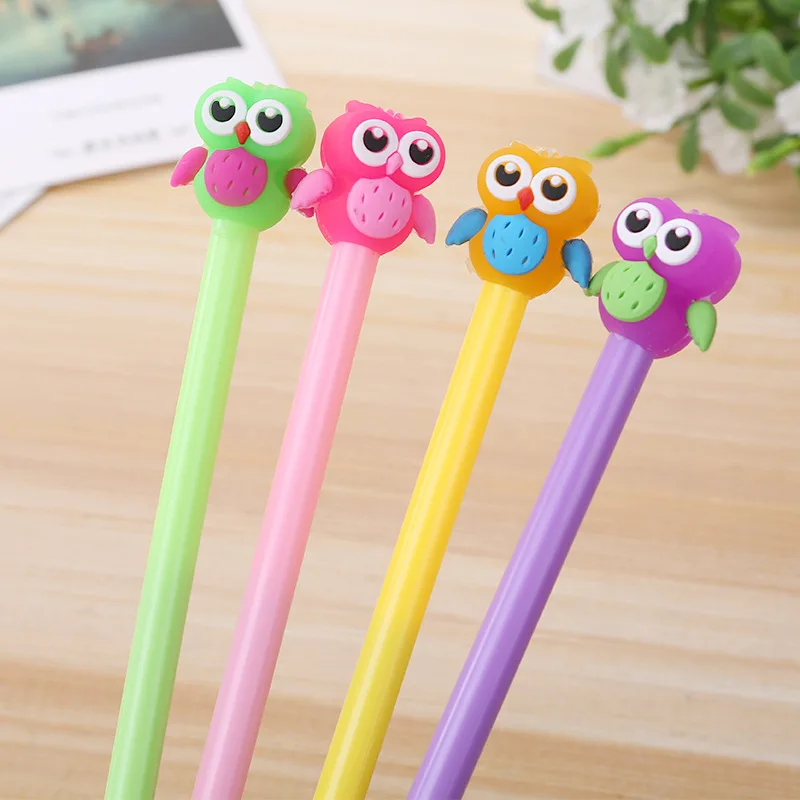 

20 PCs Cute Owl Gel Pen South Korea Cartoon Water Pens Student Kawaii School Supplies Pen for Writing Material Escolar