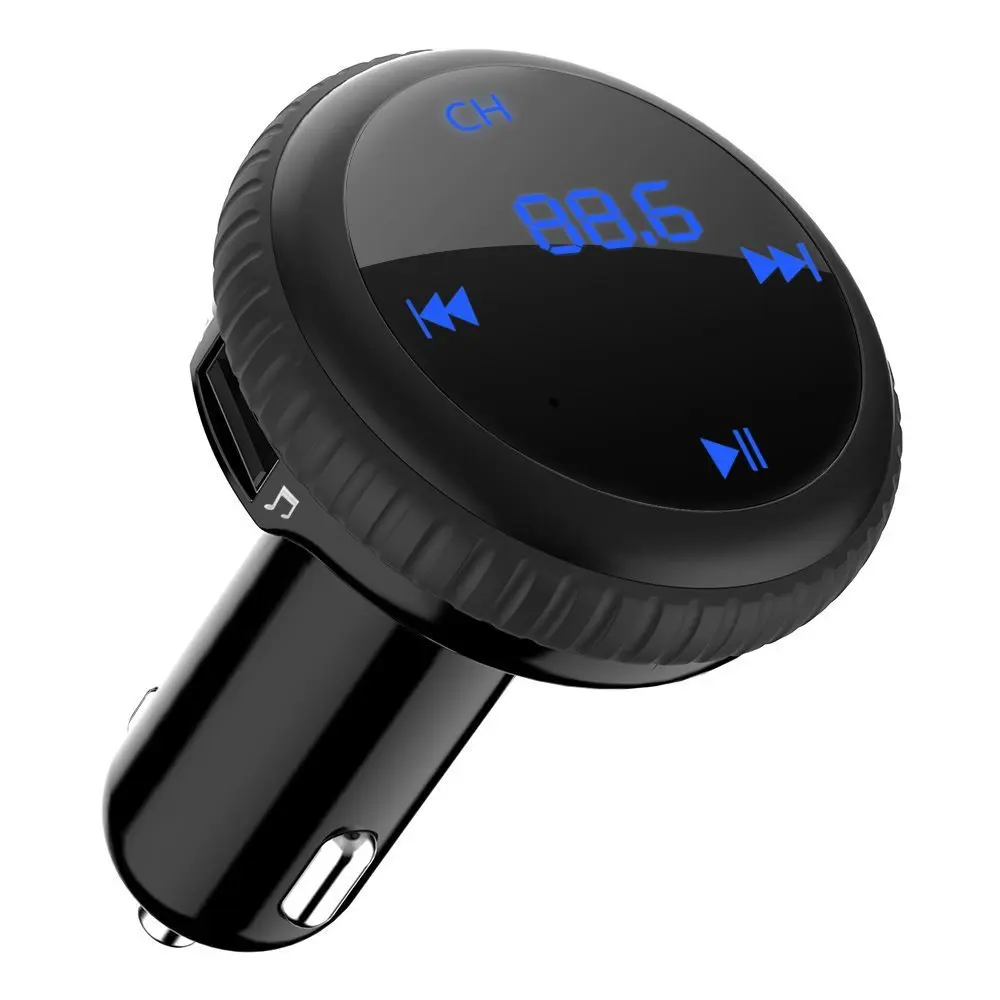 Handsfree Car Kit Bluetooth FM Transmitter Radio Adapter MP3 Player 5V 2.4A Dual USB Charger LED Monitor Support TF Card U-disk