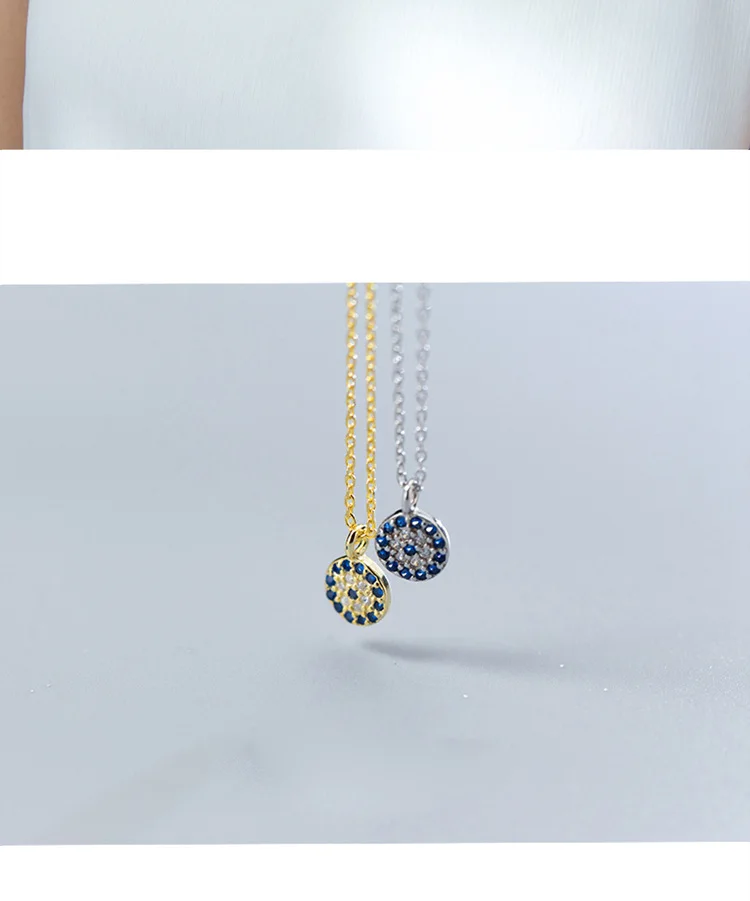 Trusta 925 Твердое Стерлинговое серебро ювелирные изделия 6 мм кулон с голубыми глазами 40 см короткая ключица ожерелье милый подарок девушка леди DS902