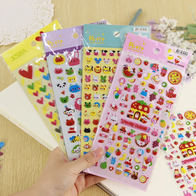 1 шт. DIY милый 3D пузырьковый спонж стикер s Kawaii мультяшный с животным для детей