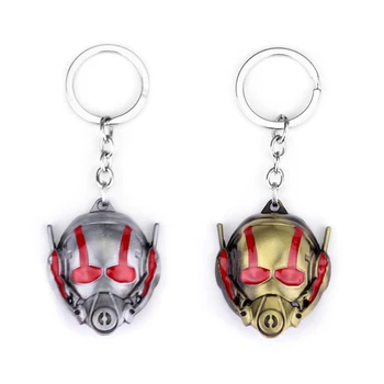 

RJ New 10Pcs/Lot Avengers 3 Keyring High Quality Alloy 2 Colors Superhero Ant man Key Chains Antman Mask Pendant Men Keychain