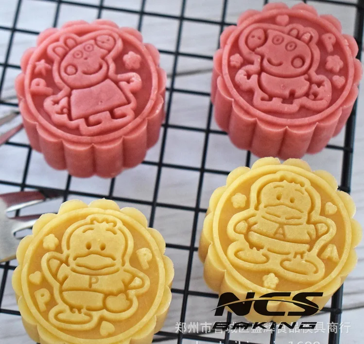50 г круглой формы мультфильм Свинья Дизайн Mooncake Мун bean для торта с 4 штампами