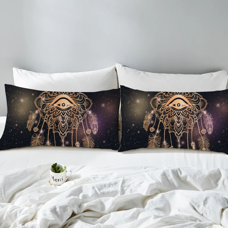 Free shipping novelty gift Dreamcatcher feathers eye pattern bedding sleeping pillow case sham 50*75cm 50*90cm | Дом и сад