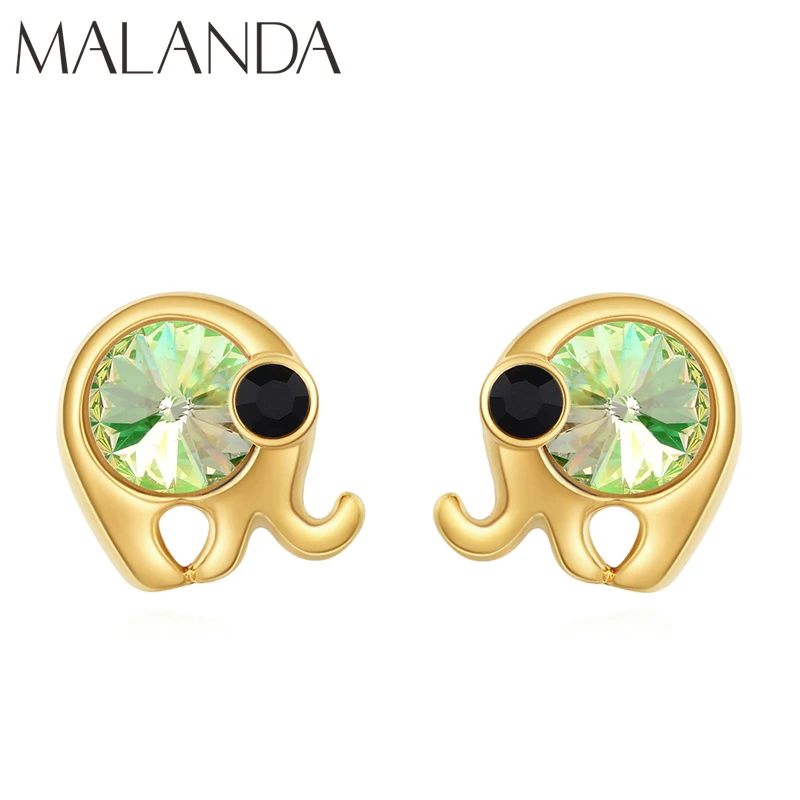 

Malanda Round Real Crystals From SWAROVSKI Earrings For Women New Fashion Lovely Elephant Shape Stud Earrings Wedding Jewelry