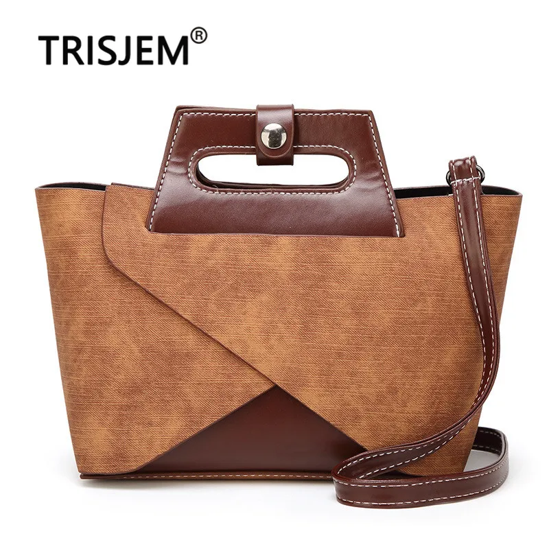 

2019 Vintage Bag Patchwork Trapezoid Crossbody Bags Top Quality PU Leather Female Bolsa Feminina Mujer Tote Bags for Women
