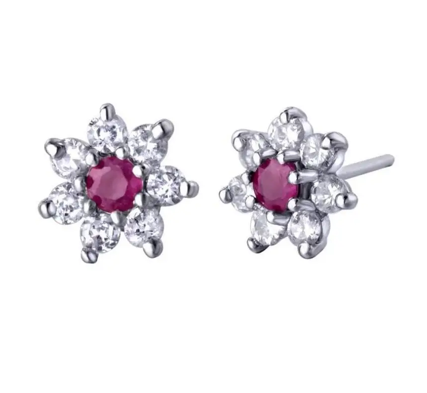 

Natural Ruby stud earring Free shipping Jewelry Natural real Ruby 925 silver Gem size 3*3mm