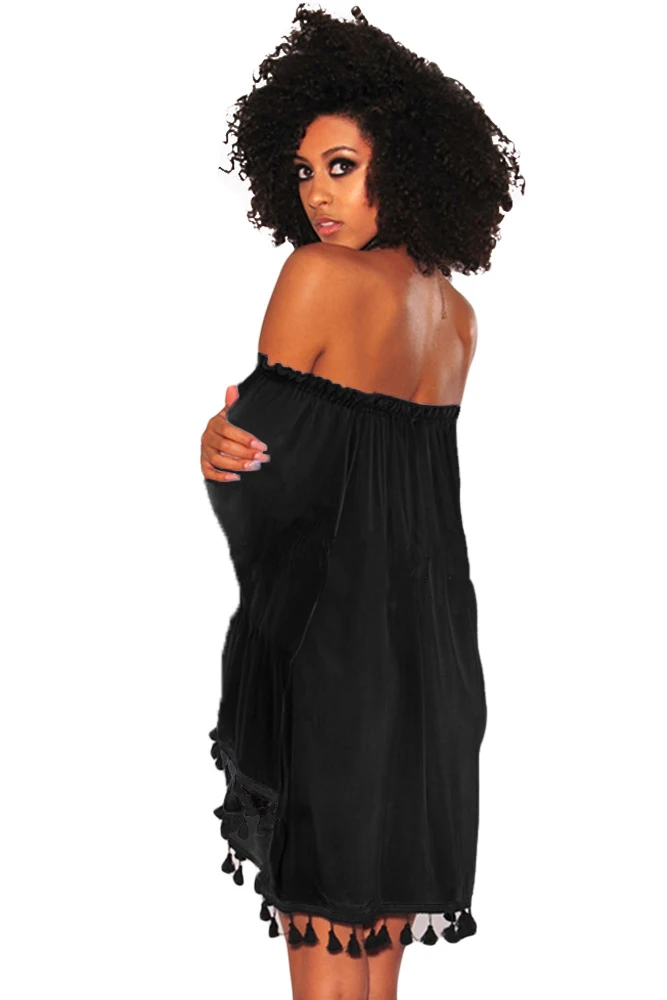 Black-Off-Shoulder-Black-Tassel-Trim-Dress-LC220318-2-2