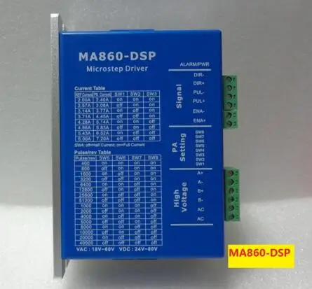 

2-phase stepper driver MA860-DSP design working 24V-80VDC or VAC16-70VAC output 6 A current work with NEMA 34 motor