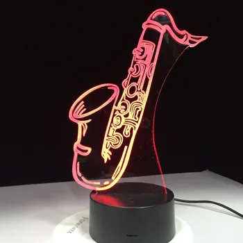 

Saxphone Desk Lamp 3D LED Night Lamp SaxMusical Instrument Antique Industrial Table Lamp Restaurant Coffee Shop Decorative Light