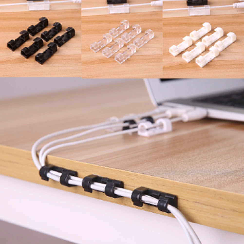 20PCS Cable Drop Clip Desk Tidy Organizer Wire Cord Lead USB Cord
