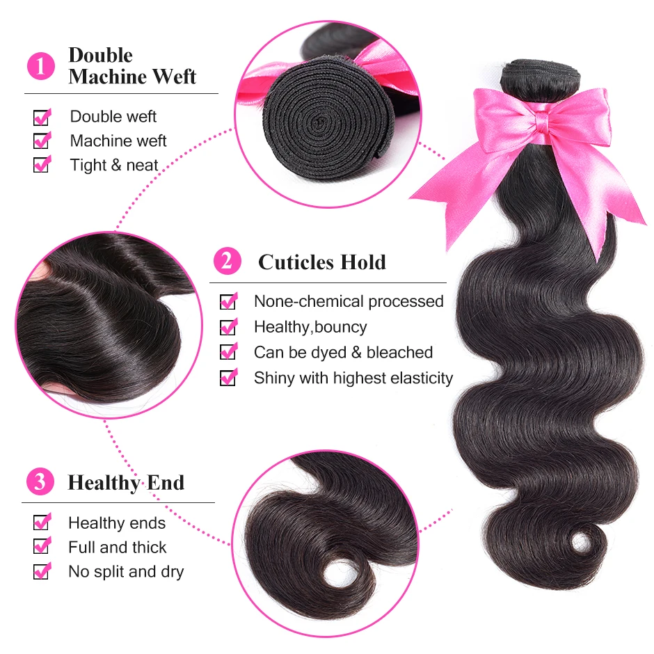 ISEE Human Hair Bundles With Closure 3 Bundles Body Wave Bundles With Closure Swiss Lace Hair Extension Indian Hair With Closure