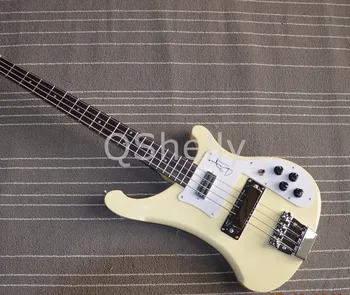 

top quality custom QShelly RK cream maple body neck through dot inlay 4003 rick electric bass guitar musical instruments shop