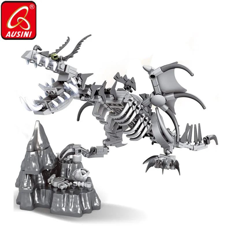

AUSINI Dragon Skeleton Building Blocks DIY Creator Toys For Children Bone Dinosaur Model Bricks Set Legoing Boys Kids Playthings