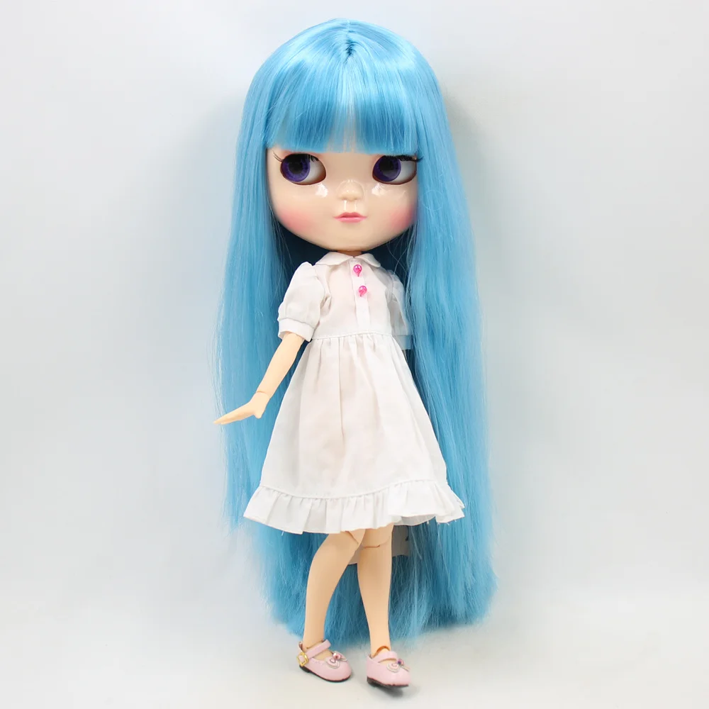Neo Blythe Doll with Blue Hair, White Skin and Custom Jointed Body with Asian Look 4