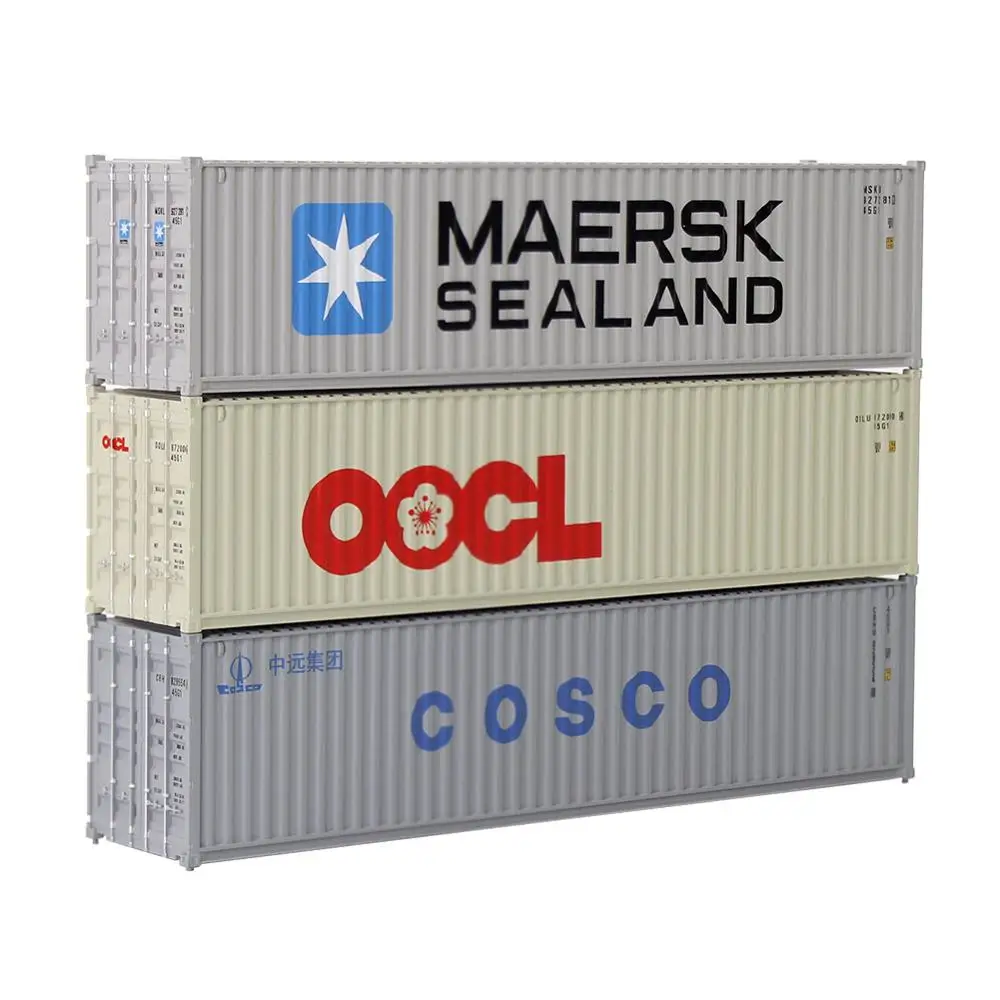 3Stk H0 40ft Versandbehälter 1:87 Güterwagen Maersk Sealand OOCL COSCO 