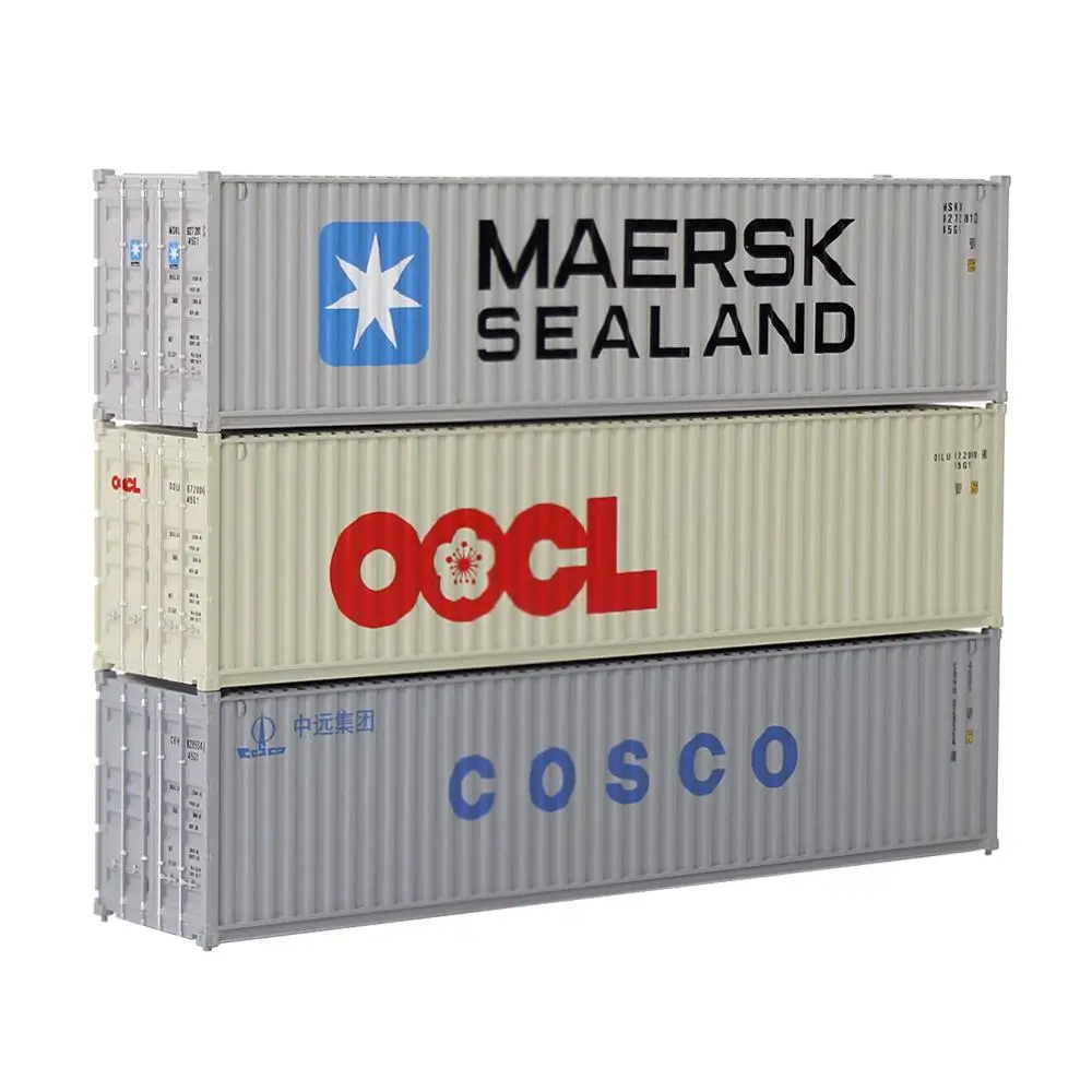 

3pcs Different 40ft Shipping Container HO Scale Maersk Sealand OOCL COSCO 1:87 Freight Car Model Trains