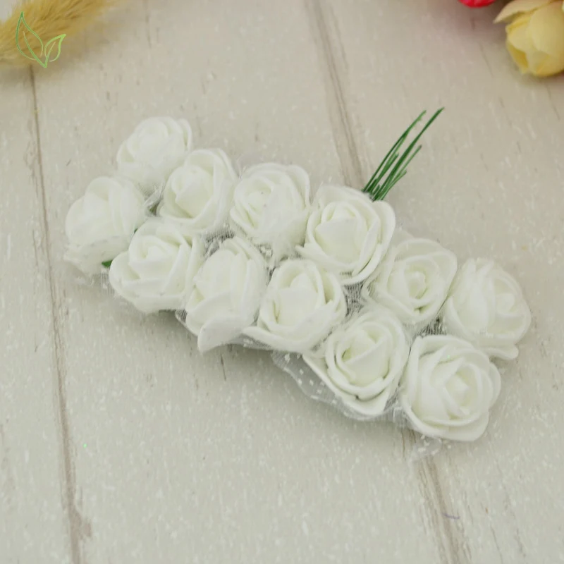 12 шт. розы поддельные цветы PE искусственные цветы из пены дешевые для дома Свадебные украшения DIY ВЕНОК Подарочная коробка Скрапбукинг рукоделие - Цвет: 2 white